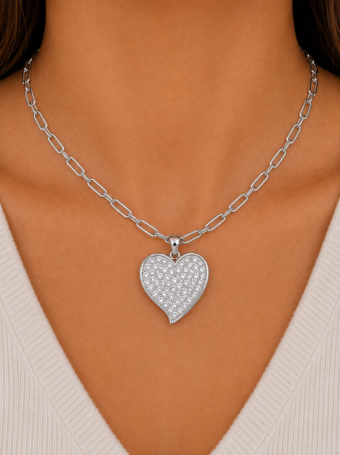 BLESSED HEART 18K CUBIC ZIRCONIA NECKLACE-PRESALE