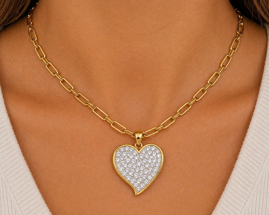 BLESSED HEART 18K CUBIC ZIRCONIA NECKLACE-PRESALE